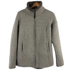 Bench Women's Size Large Grey Fleece Lined Wool Blend Full Zip Knit Jacket